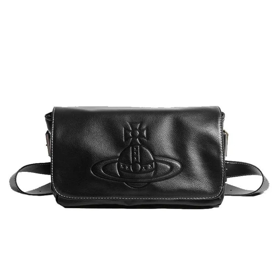 Embossed Leather Flap Shoulder Bag