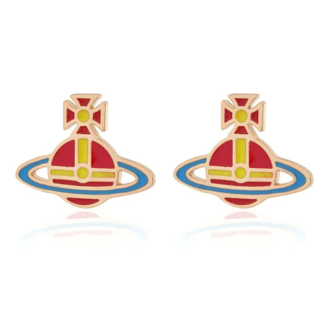 Flat Lacquered Saturn Earrings
