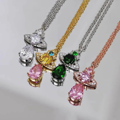 ISMENE Saturn Drop Gem Necklace