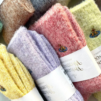 Orb Embroidered Soft Knit Crew Socks