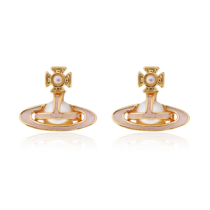 SIMONETTA Lacquered Raised Half-face Pearl Earrings (with box)
