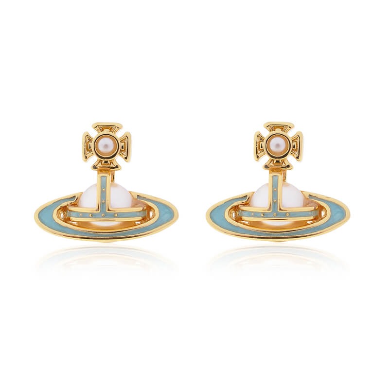 SIMONETTA Lacquered Raised Half-face Pearl Earrings (with box)