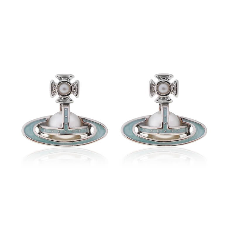 SIMONETTA Lacquered Raised Half-face Pearl Earrings (with box)