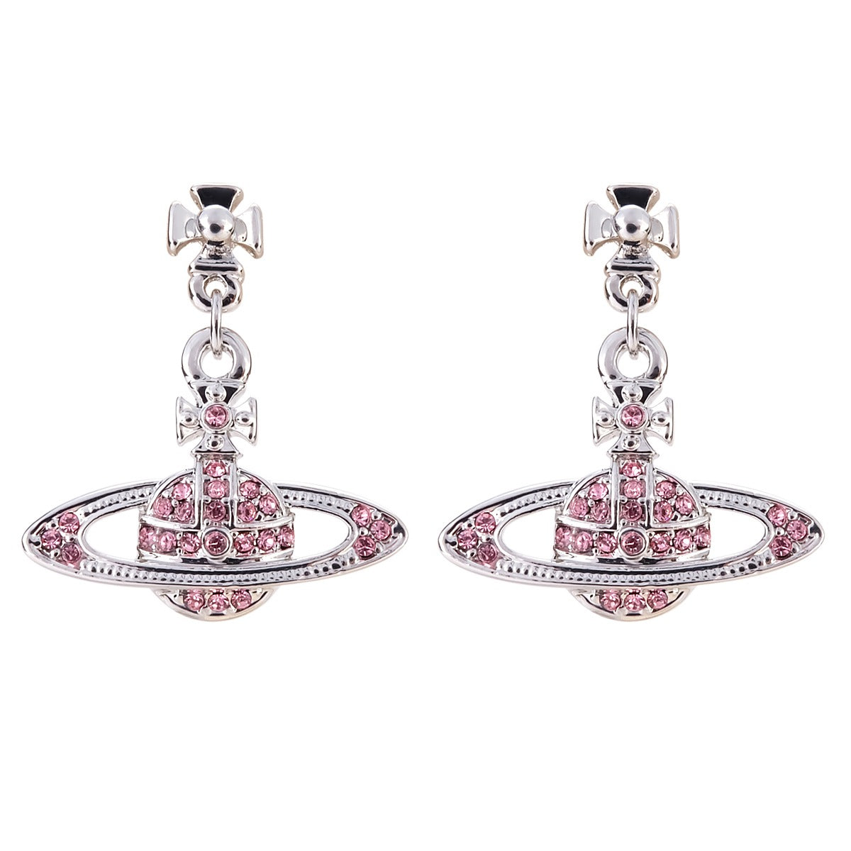 Classic Full Diamond Long Saturn Earrings (with box)