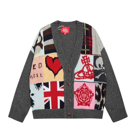  Heritage Motif Patchwork Cardigan