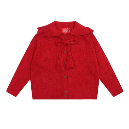 Tassel Collar Knit Cardigan