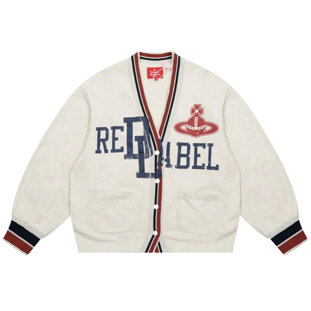 Red Label Embroidered Logo Knit Cardigan