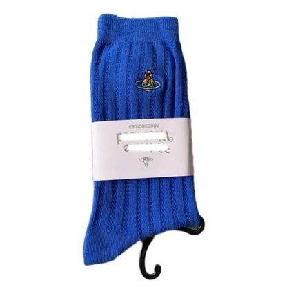 Embroidered Orb Ribbed Socks