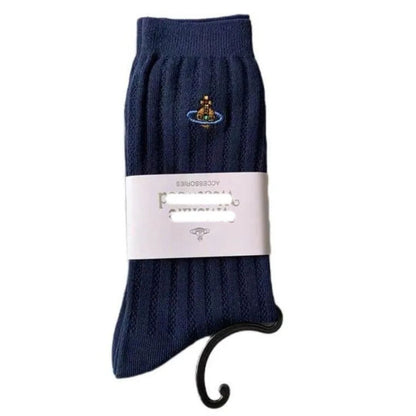 Embroidered Orb Ribbed Socks