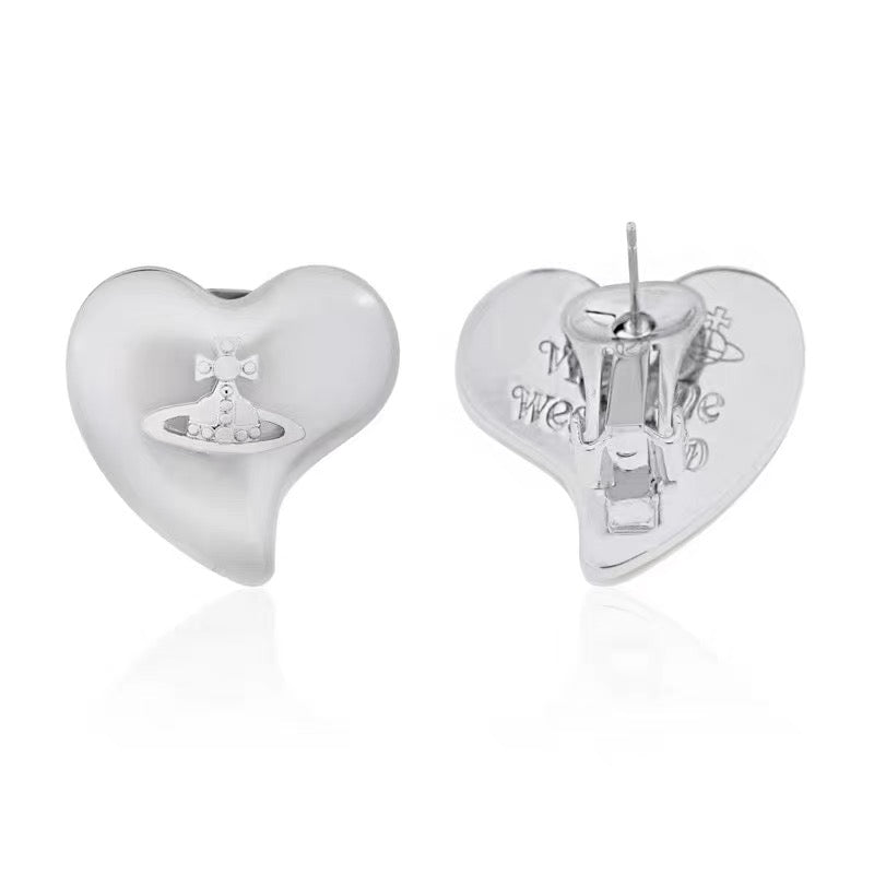 White Heart Earrings (with box)