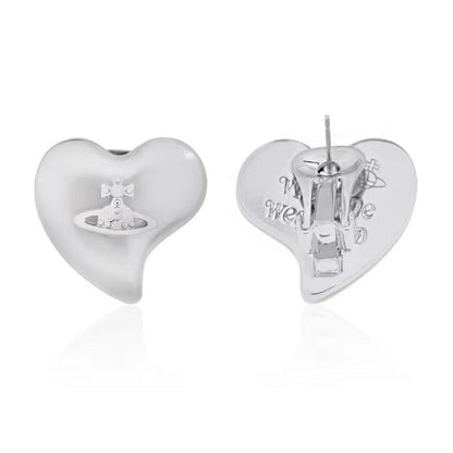 White Heart Earrings (with box)