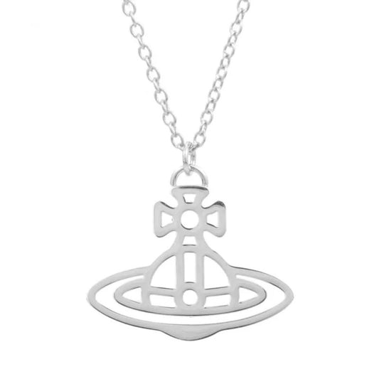 Line Cutout Saturn Necklace