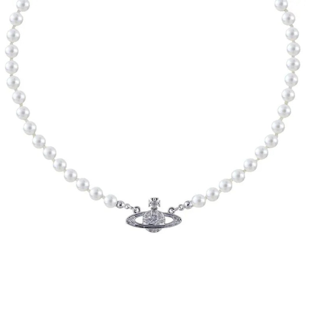 Saturn Pearl Orbit Choker Necklace