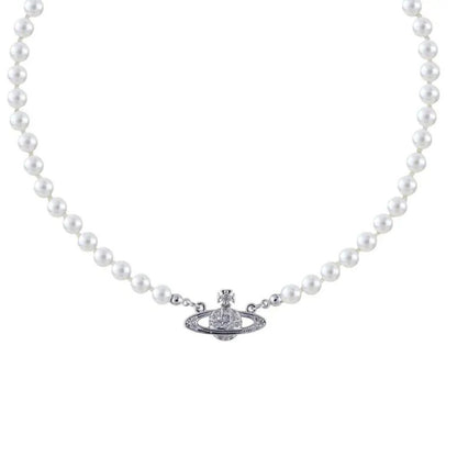 Saturn Pearl Orbit Choker Necklace