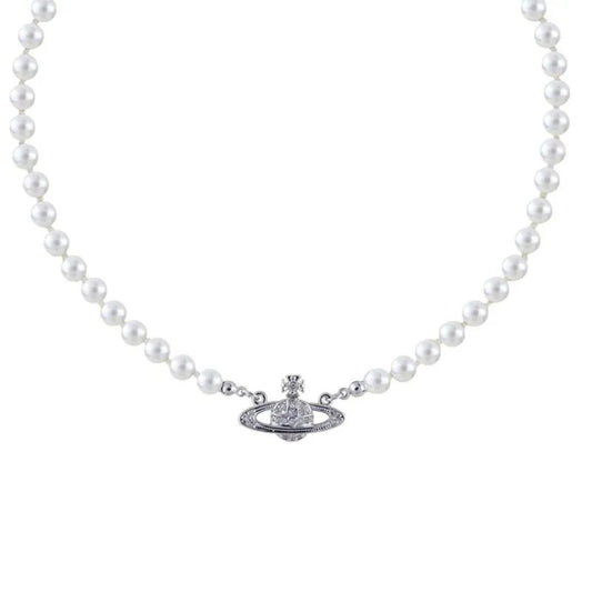 Saturn Pearl Orbit Choker Necklace
