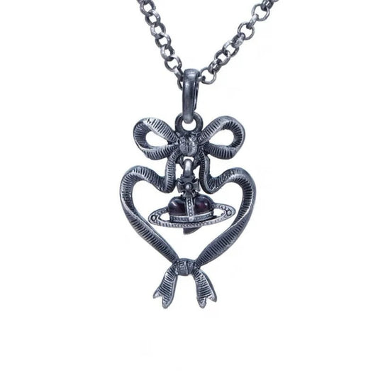 Baroque Ribbon Heart Saturn Necklace