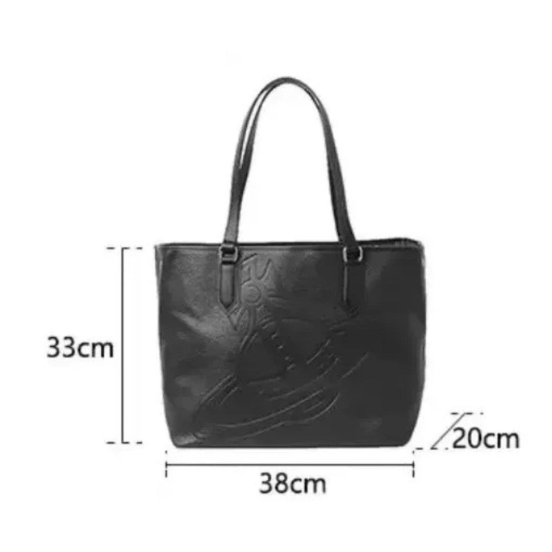 Embossed Leather Structured Tote Bag