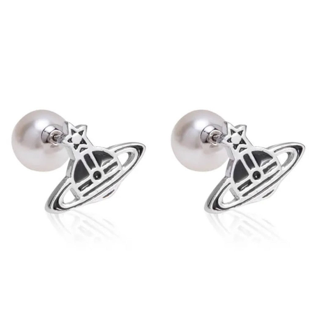 Pearl Earplugs Lacquered Saturn Earrings