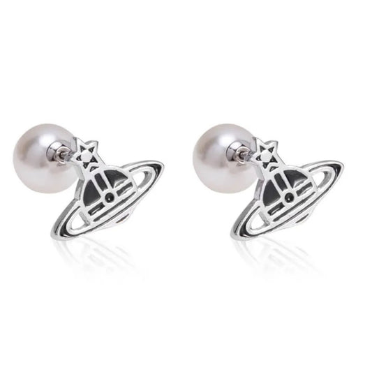 Pearl Earplugs Lacquered Saturn Earrings