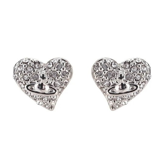 Full Diamonds Heart Saturn Earrings