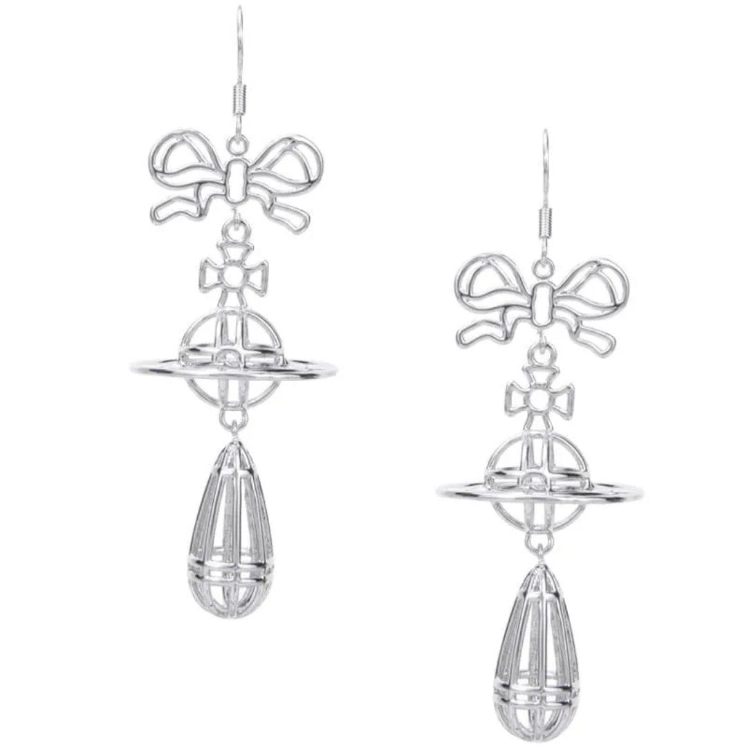 Skeleton Bow Saturn Earrings