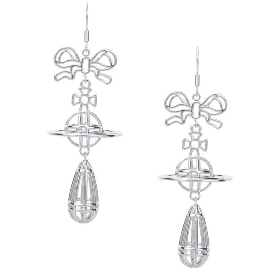 Skeleton Bow Saturn Earrings