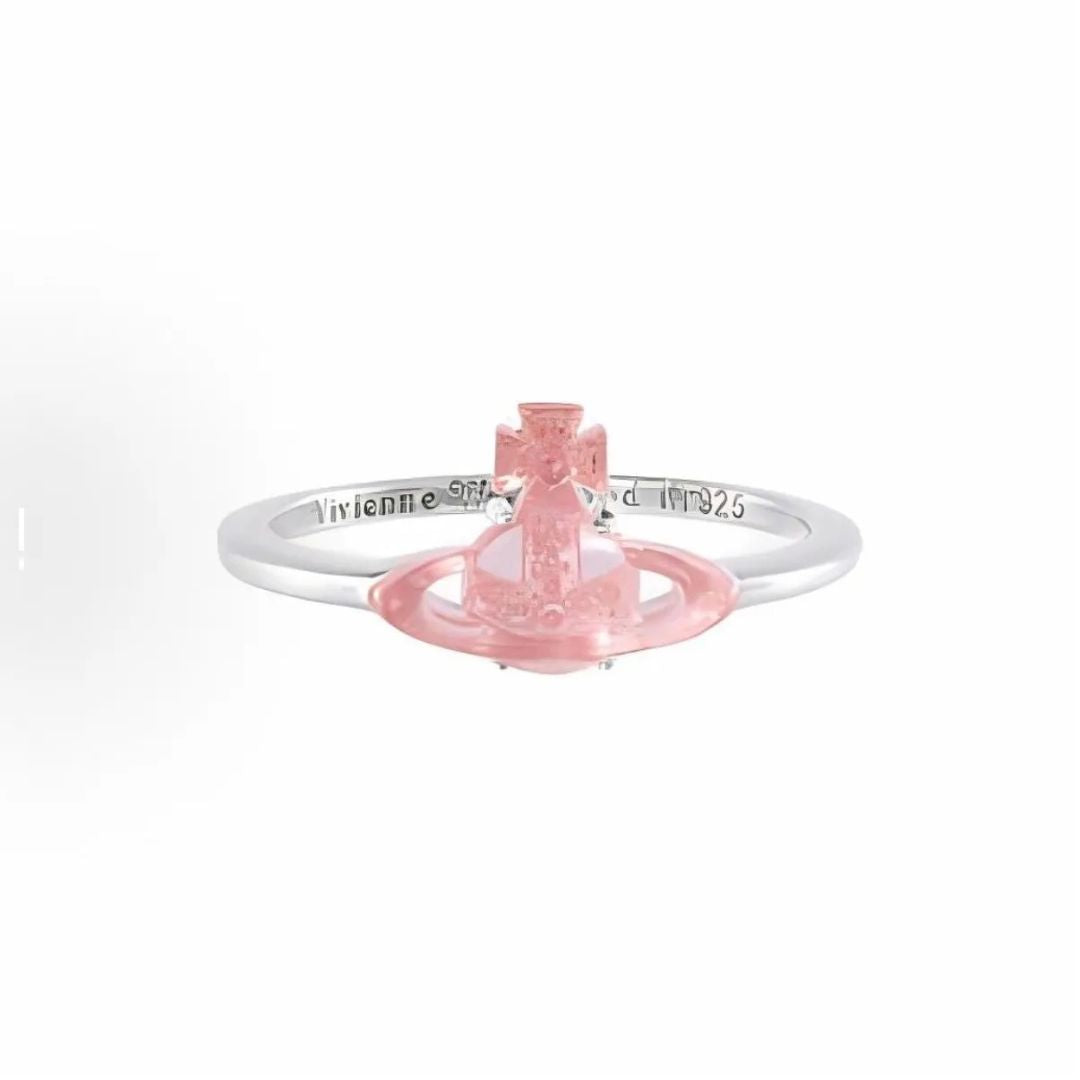 Pink Glitter Orb Emblem Ring