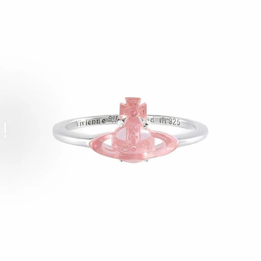 Pink Glitter Orb Emblem Ring