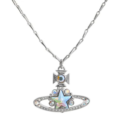 Celestial Radiance Pentagram Orbit Necklace