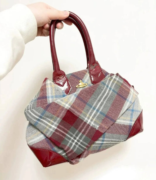 Vintage Saturn Plaid Tote Bag