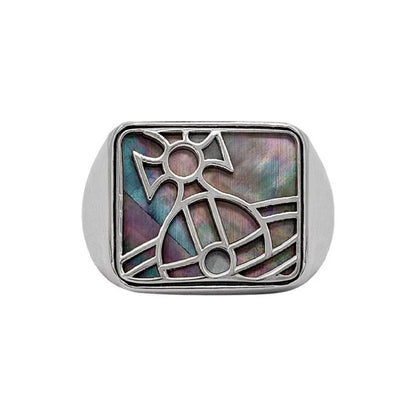 Iridescent Emblem Signet Ring