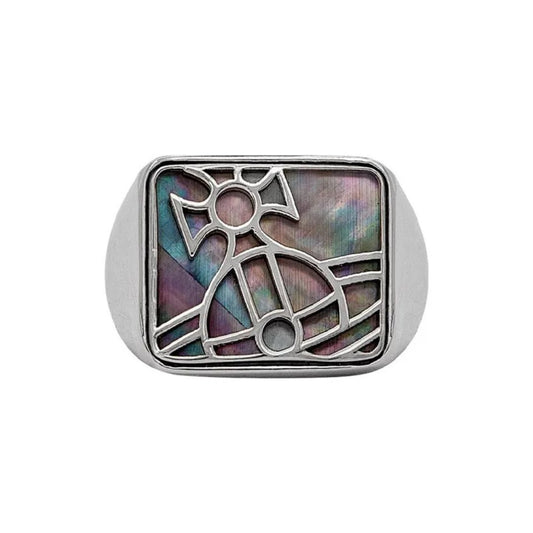 Iridescent Emblem Signet Ring