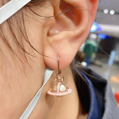 Pink Lacquered Saturn Earrings