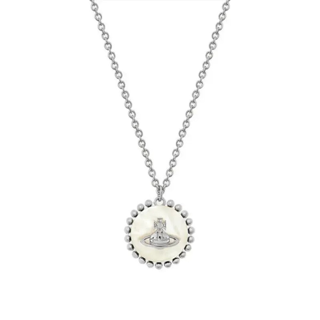 NEYLA Round Pearl Saturn Necklace