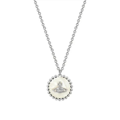 NEYLA Round Pearl Saturn Necklace