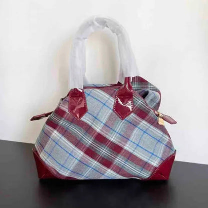 Vintage Saturn Plaid Tote Bag