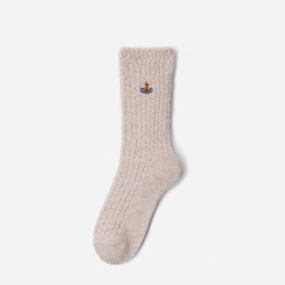 Orb Embroidered Soft Knit Crew Socks
