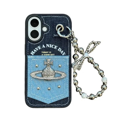 Denim Pocket Charm Phone Case