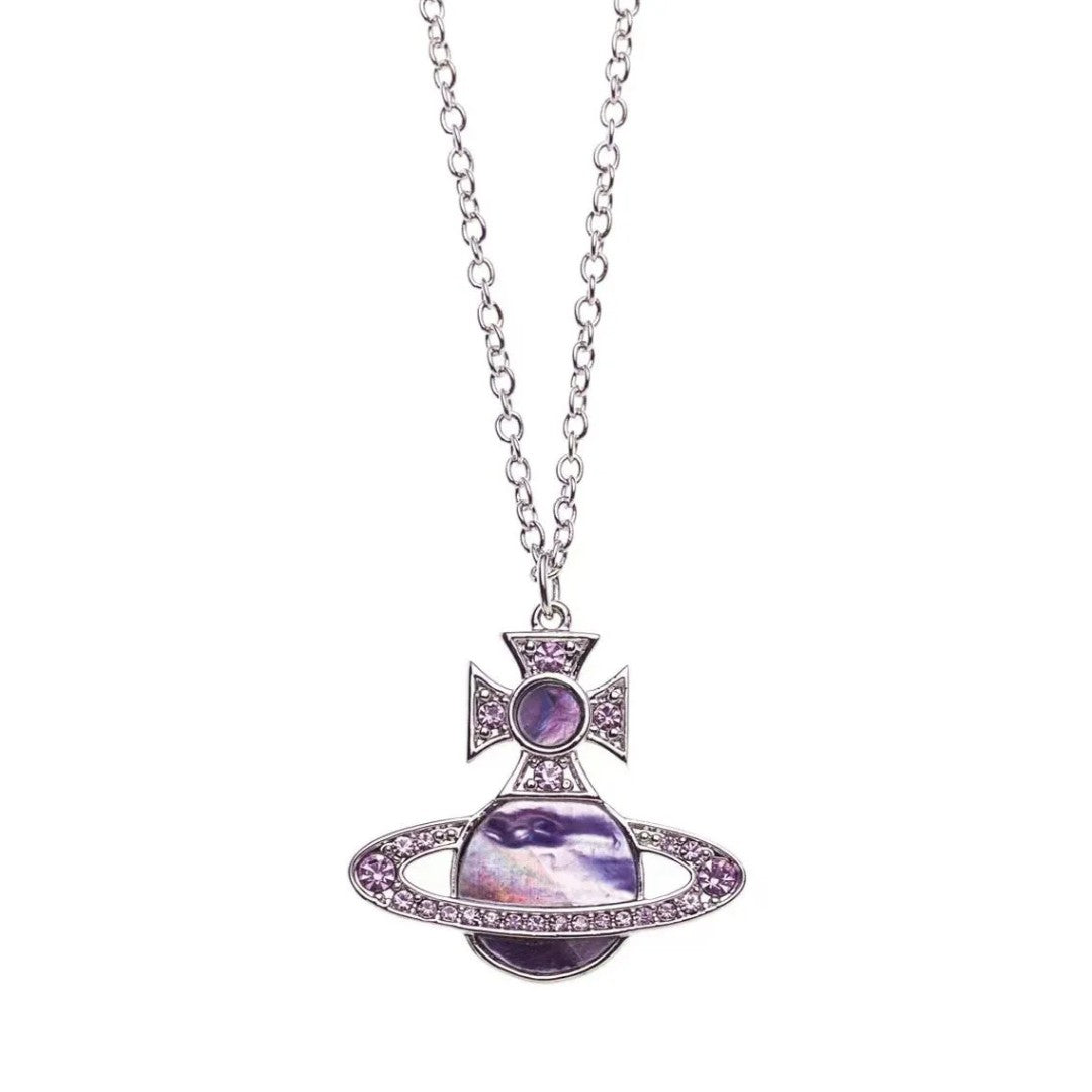 RINA Diamond Shell Saturn Necklace