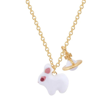 White Rabbit Saturn Necklace