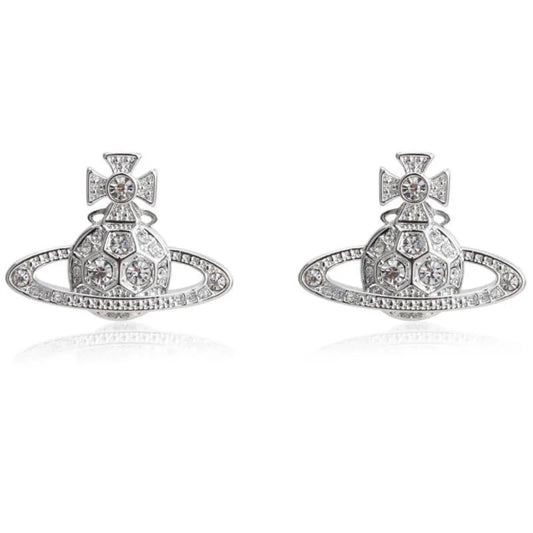 Honeycomb Diamond Saturn Earrings