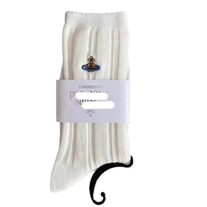Embroidered Orb Ribbed Socks