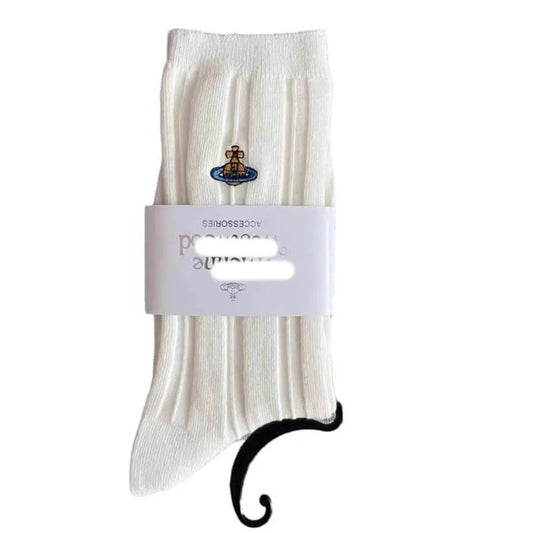 Embroidered Orb Ribbed Socks