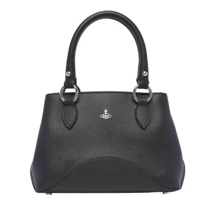 Black Leather Saturn Handbag