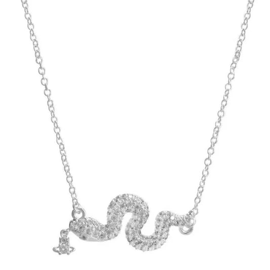 Snake Full Diamond Pendant Necklace