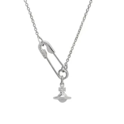 Safety Pin Saturn Necklace