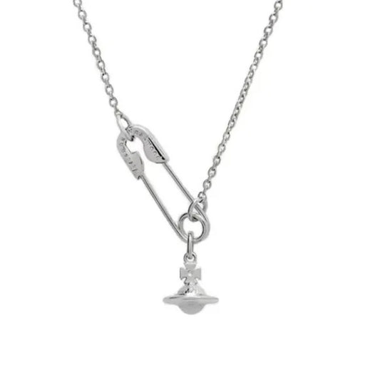 Safety Pin Saturn Necklace