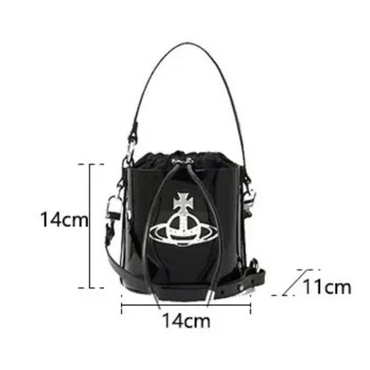 Croc-Effect Drawstring Bucket Bag