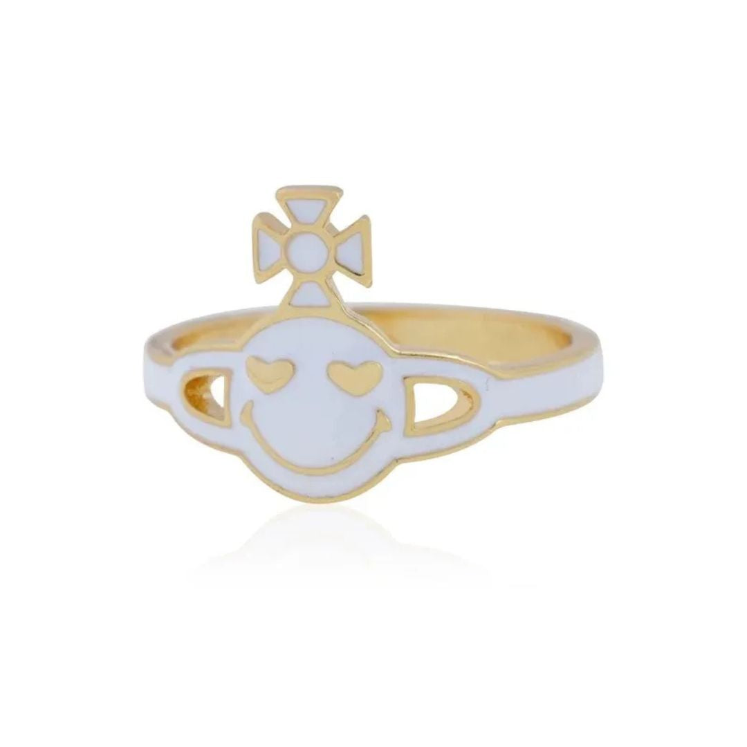 Smiley Orb Enamel Ring