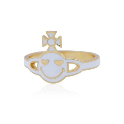 Smiley Orb Enamel Ring